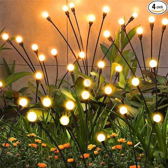 Solar Garden Lights Outdoor, 4 Pack Firefly Swaying Lights, Waterproof Garden - Picture 7 of 7
